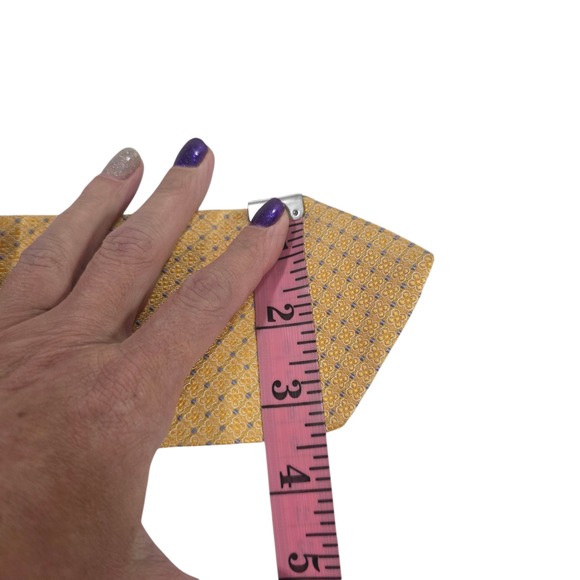 Brooks Brothers Makers Mens Tie Yellow Blue Polka Dot Silk Floral Golf Business - Picture 10 of 11